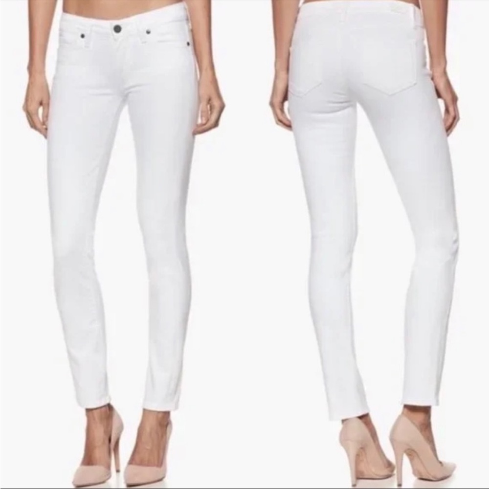Paige Skyline Skinny Jeans White Denim Mid Rise 28